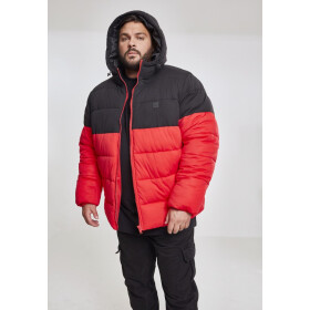 Urban Classics Hooded 2-Tone Puffer Jacket, firered/blk