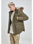 Urban Classics Faux Fur Hooded Jacket, darkolive
