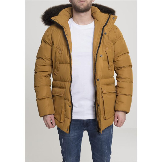 Urban Classics Faux Fur Hooded Jacket, goldenoak