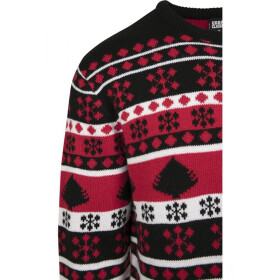 Urban Classics Snowflake Christmas Tree Sweater, black/fire red/white