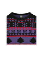 Urban Classics Snowflake Christmas Tree Sweater, ultraviolet/black/firered