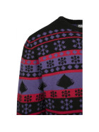 Urban Classics Snowflake Christmas Tree Sweater, ultraviolet/black/firered