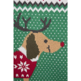 Urban Classics Sausage Dog Christmas Sweater, treegreen/white/red/darkgrey