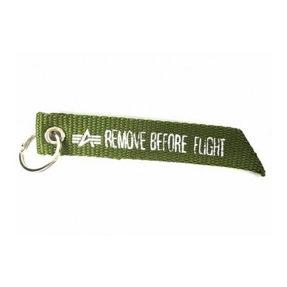 Alpha Industries Key Ring REMOVE BEFORE FLIGHT, olive