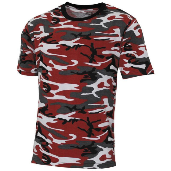 MFH US T-Shirt, &quot;Streetstyle&quot;, rot-camo, 140-145 g/m&sup2; 