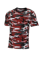 MFH US T-Shirt, &quot;Streetstyle&quot;, rot-camo, 140-145 g/m&sup2; 