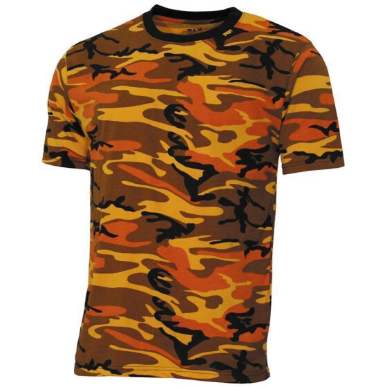 MFH US T-Shirt, &quot;Streetstyle&quot;, orange-camo, 140-145 g/m&sup2; 