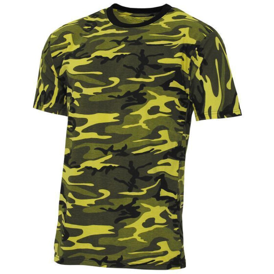 MFH US T-Shirt,&quot;Streetstyle&quot;, gelb-camo, 140-145 g/m&sup2; 