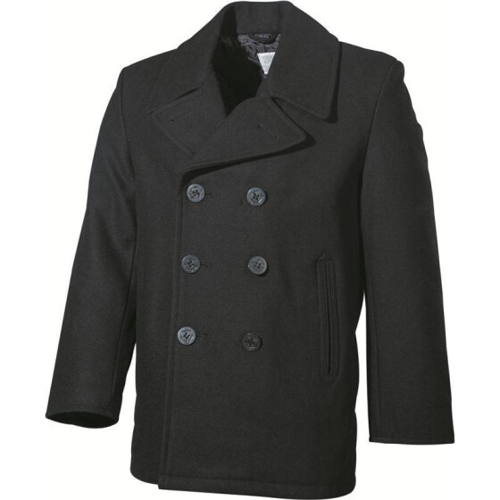 MFH US Pea Coat, schwarz, mit schwarzen Kn&ouml;pfen XS