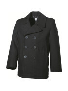 MFH US Pea Coat, schwarz, mit schwarzen Kn&ouml;pfen XS