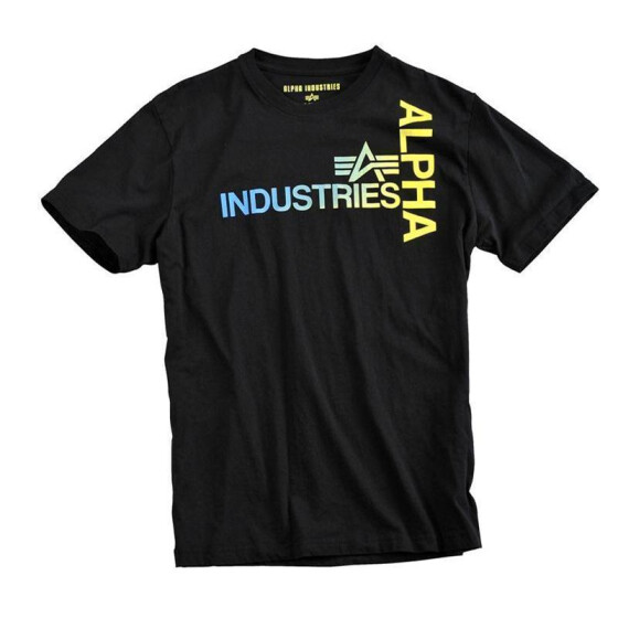 Alpha Industries  Basic T Print 18, black-yellow