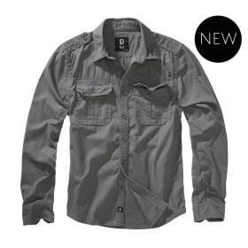 BRANDIT Hemd Vintage Shirt longsleeve, charcoal grey