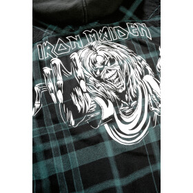 BRANDIT Iron Maiden Checkshirt Sweathood EDDIE, black-green