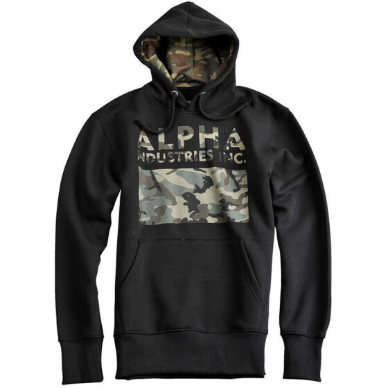 Alpha Industries Camouflage Print Hoody, black
