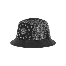 Flexfit Bandana Leather Imitation Brim Bucket Hat, black