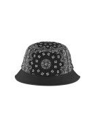 Flexfit Bandana Leather Imitation Brim Bucket Hat, black