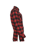 Urban Classics Side-Zip Long Checked Flanell Shirt, blk/red