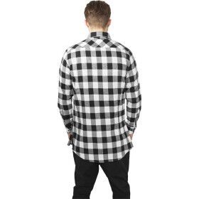 Urban Classics Side-Zip Long Checked Flanell Shirt, blk/wht