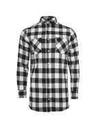 Urban Classics Side-Zip Long Checked Flanell Shirt, blk/wht