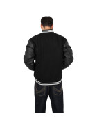 Urban Classics Half-Leather College Jacket, blk/blk