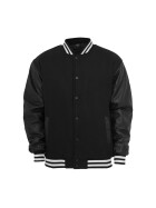 Urban Classics Half-Leather College Jacket, blk/blk
