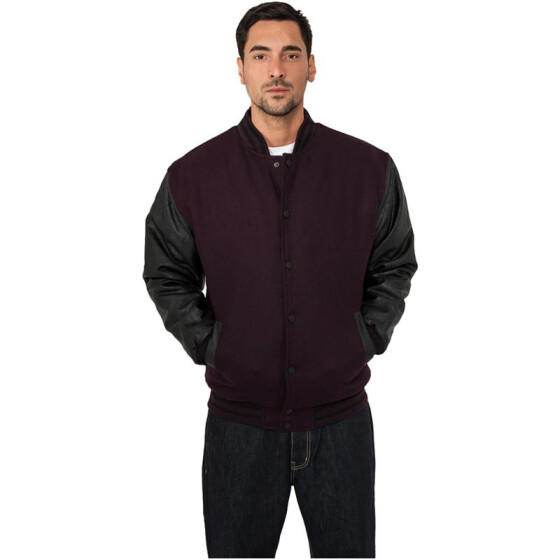 Urban Classics Half-Leather College Jacket, plu/blk