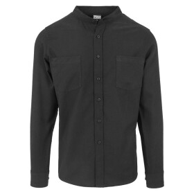 Urban Classics Low Collar Flanell Shirt, blk/blk