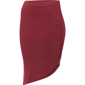 Urban Classics Ladies Asymetric Viscose Skirt, burgundy