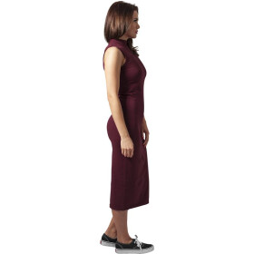Urban Classics Ladies Stretch Jersey Turtleneck Dress, burgundy