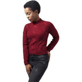 Urban Classics Ladies Short Turtleneck Sweater, burgundy