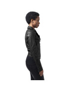 Urban Classics Ladies Leather Imitation Biker Jacket, black