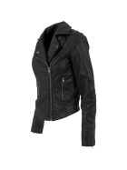 Urban Classics Ladies Leather Imitation Biker Jacket, black