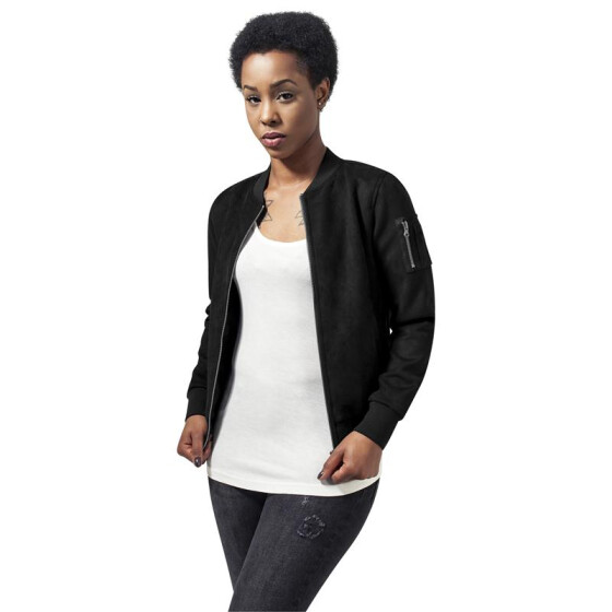 Urban Classics Ladies Imitation Suede Bomber Jacket, black