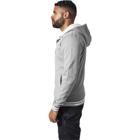 Urban Classics Hooded College Sweatjacket, gry/wht