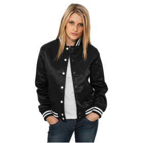 Urban Classics Ladies Shiny College Jacket, blk/wht