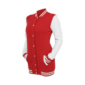 Urban Classics Ladies Long 2-tone College Sweatjacket, red/wht