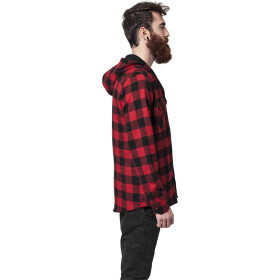 Urban Classics Hooded Checked Flanell Shirt, blk/red