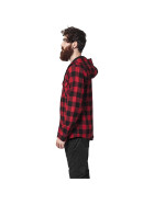 Urban Classics Hooded Checked Flanell Shirt, blk/red