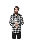 Urban Classics Hooded Checked Flanell Shirt, blk/wht