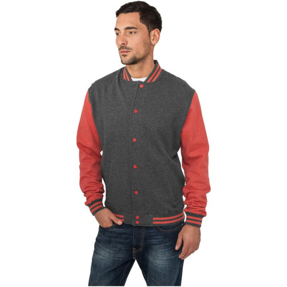 Urban Classics Melange College Sweatjacket, blk/red