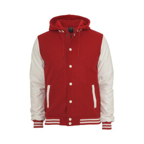 Urban Classics Hooded Oldschool College Jacket, red/wht