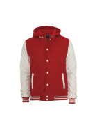 Urban Classics Hooded Oldschool College Jacket, red/wht