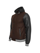 Urban Classics Hooded Oldschool College Jacket, brn/blk
