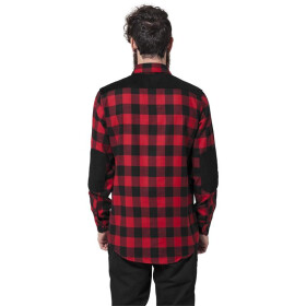 Urban Classics Cord Patched Checked Flanell Shirt, blk/red