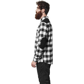 Urban Classics Cord Patched Checked Flanell Shirt, blk/wht