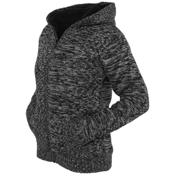 Urban Classics Ladies Winter Knit Zip Hoody, blk/gry