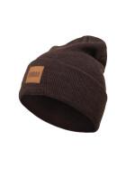 Urban Classics Leatherpatch Long Beanie, heatherbrown