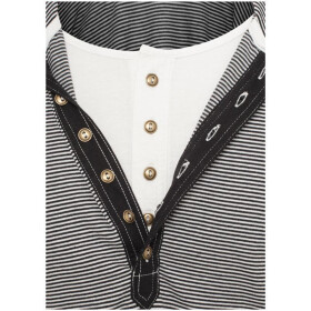 Urban Classics Fine Stripe Button Jersey Hoody, blk/wht