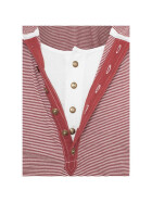 Urban Classics Fine Stripe Button Jersey Hoody, ruby/wht