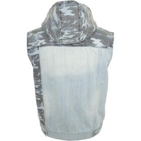 Urban Classics Hooded Camo Denim Vest, lightblue